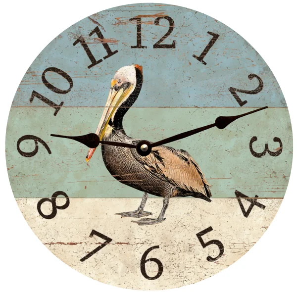 Large geometric wall mirror-Pelican Beach Clock- Beach Themed Wall Clock