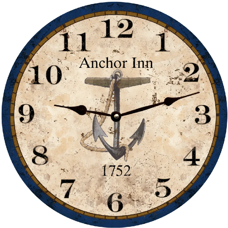 Minimalist white wall mirror-Personalized Anchor Clock