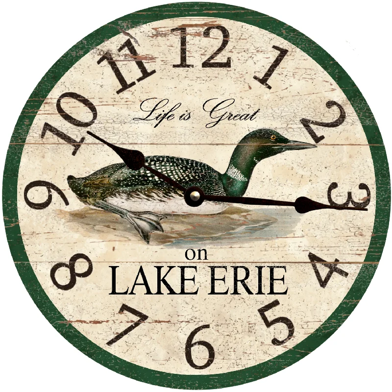 Modern brass wall shelf-Personalized Lake Clock with Loon Design – Custom Lake House Decor