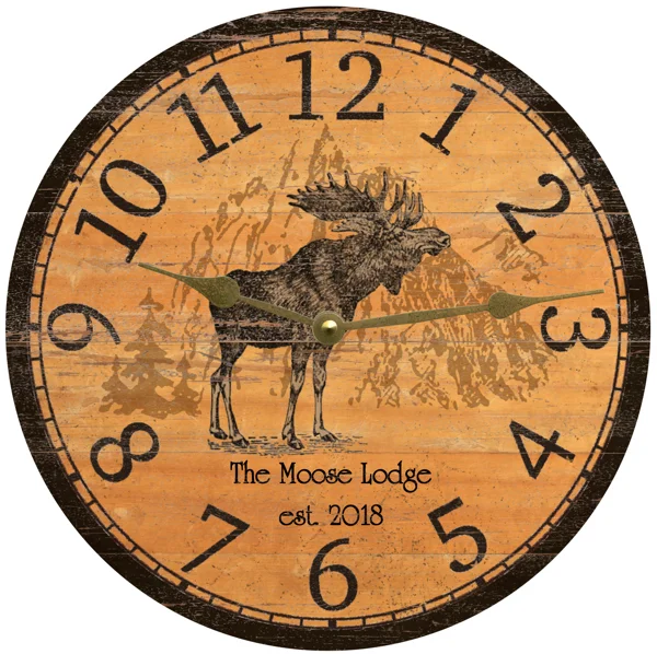 Handmade jute table coaster-Personalized Moose Wall Clock- Cabin Clock-Lodge Clock