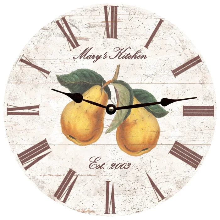 Vintage bronze wall mirror-Personalized Pear Kitchen Clock