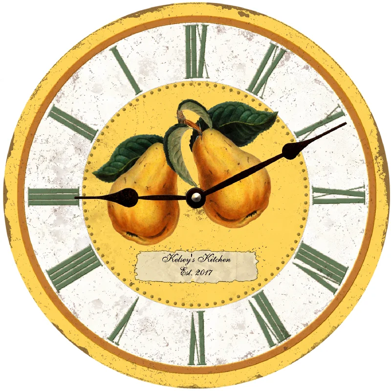 Unique mid-century vase holder-Personalized Pear Kitchen Clock- Pear Wall Clock