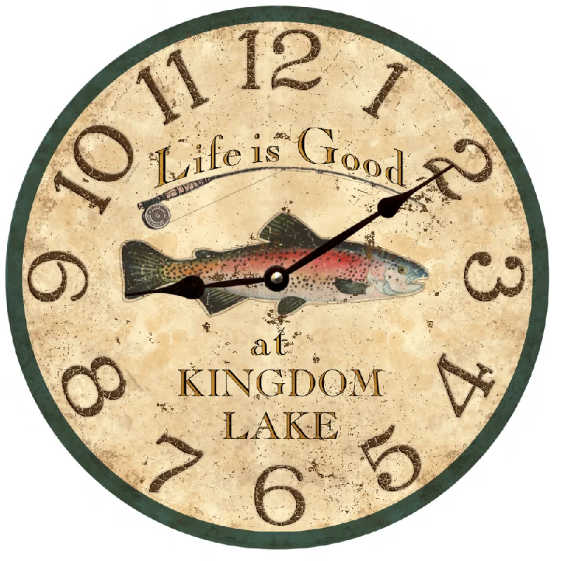 Modern acrylic wall art-Personalized Trout Fishing Clock