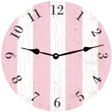 Rustic pine wall shelf-Pink Clock-Pink Striped Clock