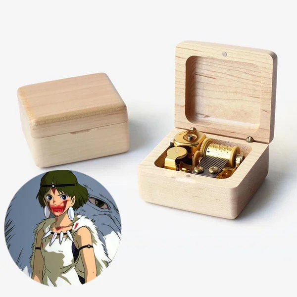 Rustic cedar wall shelf-Premium Princess Mononoke Wooden Music Box (もののけ姫)