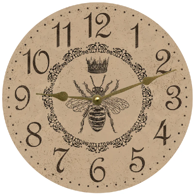 Rustic pine wall ornament-Queen Bee Clock- Honeybee Clock