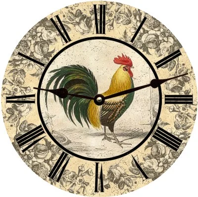 Minimalist gray wall shelf-Rooster Clock- Rooster Wall Clock