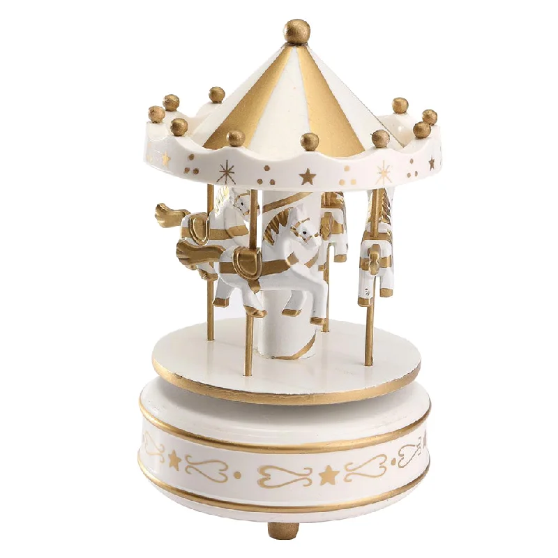 Minimalist beige wall art-Roundabout Carousel Musical Box