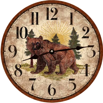 Handcrafted jute wall art-Rustic Bear Clock-Cabin Clock-Bear Wall Clock