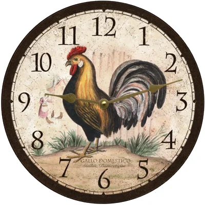 Large abstract table tray-Rustic Rooster Wall Clock