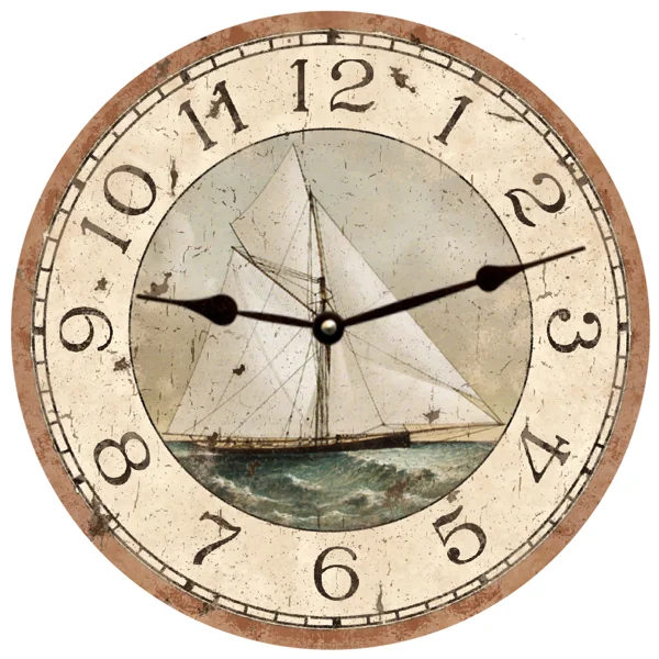 Elegant velvet wall vase-Rustic Sailboat Clock