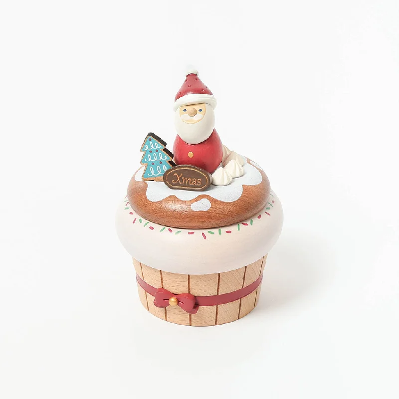 Handmade clay vase ornament-Santa Cupcake | Christmas Music Box