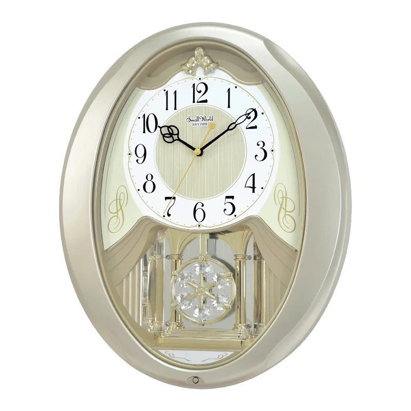 Minimalist gray wall hook-Rhythm “Champagne Snowflake” Musical Motion Decorative Pendulum Wall Clock - 4MJ447WU18