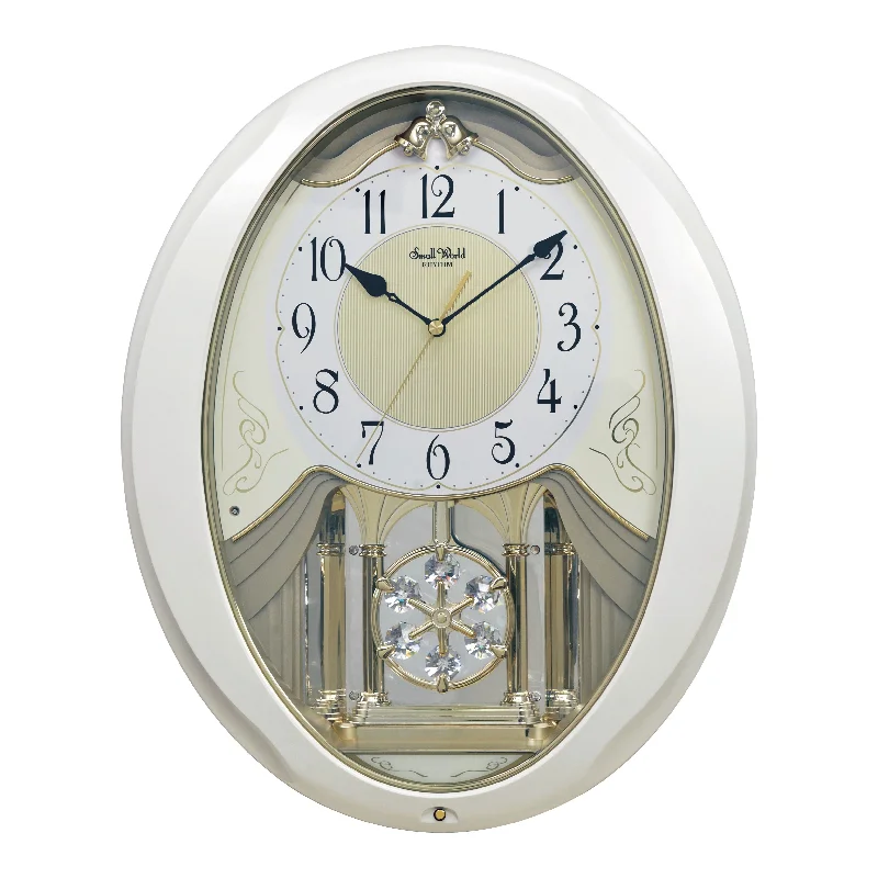 Elegant velvet throw blanket-Rhythm “Snowflake Pearl” Musical Motion Decorative Pendulum Wall Clock - 4MJ440WU03