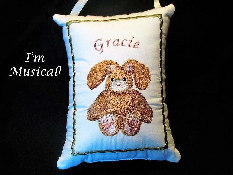 Contemporary ceramic plant pot-Stuffed Bunny Music Box Pillow -- Personalized Embroidered MUSICAL Baby Keepsake