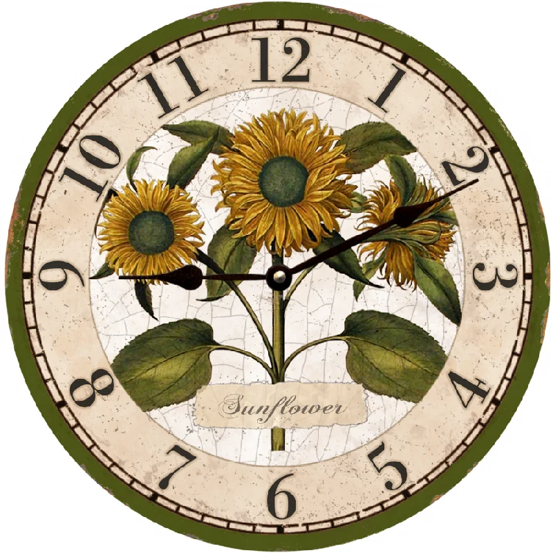 Unique farmhouse wall mirror-Sunflower Wall Clock- Sunflower Clock