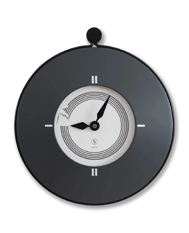 Unique mid-century wall plaque-SY Time Decorative Wall Clock, Adalya 15.7 Inch ( 40cm ) Analog Lacquered Anthracite