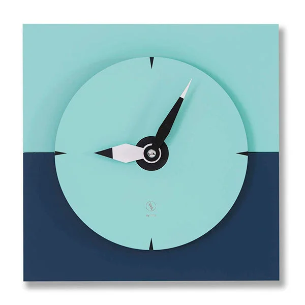 Contemporary ceramic wall tile-SY Time Frigya 15.7 Inch ( 40cm ) Analog Wooden Decorative Wall Clock, Two tone, Turquoise