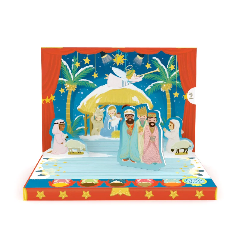 Minimalist gray wall art-The Little Nativity Music Box Card