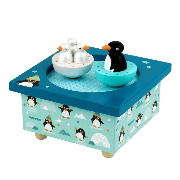 Large abstract table tray-Trousselier Dancing Music Box Penguin