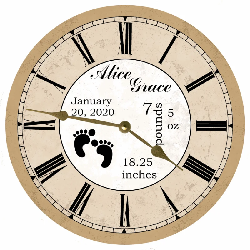 Large abstract wall art-Unique Baby Announcement Clock – Custom Birth Details