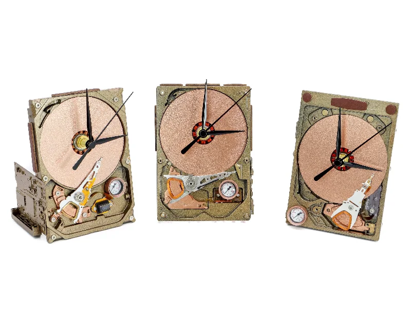 Large floral canvas print-Upcycled Steampunk Antikythera Hard Drive Clock - Modern Desk Clock - Gift for geeks, nerds, office, IT - Victorian, industrial design