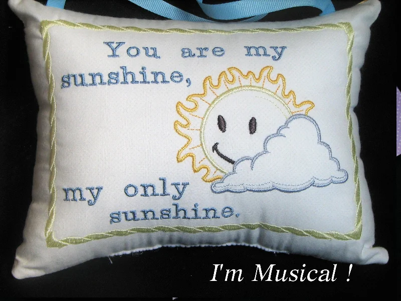 Minimalist white photo frame-Vintage You are My Sunshine Music Box Pillow -- Personalized Embroidered MUSICAL Keepsake