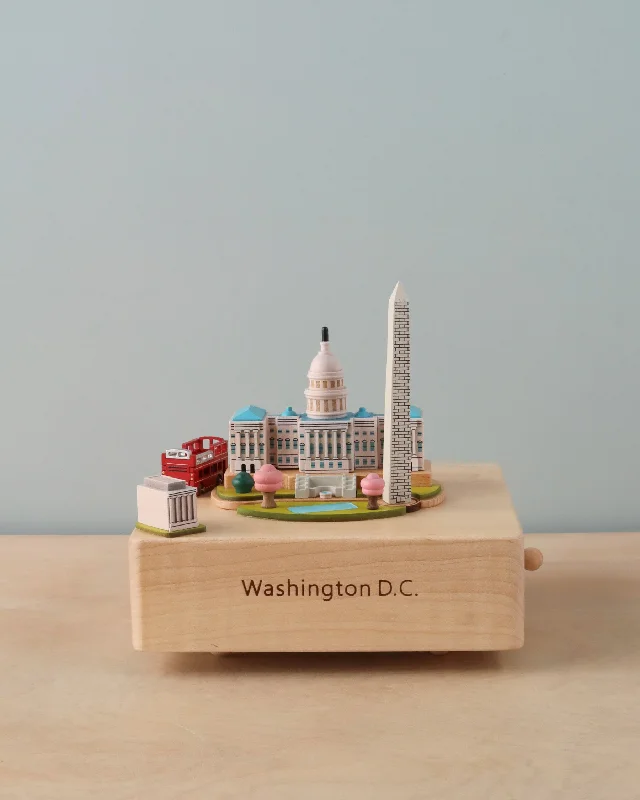 Contemporary glass wall art-Washington D.C. Wooden Music Box