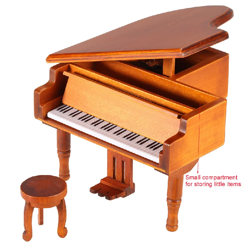 Contemporary ceramic table mat-Wooden Piano Musical Box