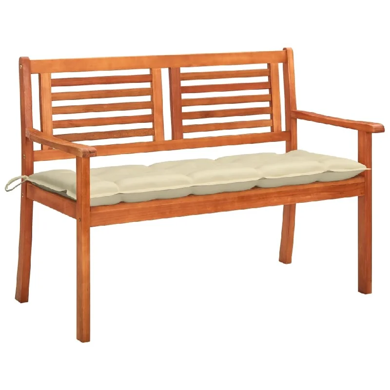 Contemporary glass table figurine-2-Seater Garden Bench with Cushion 47.2" Solid Eucalyptus Wood