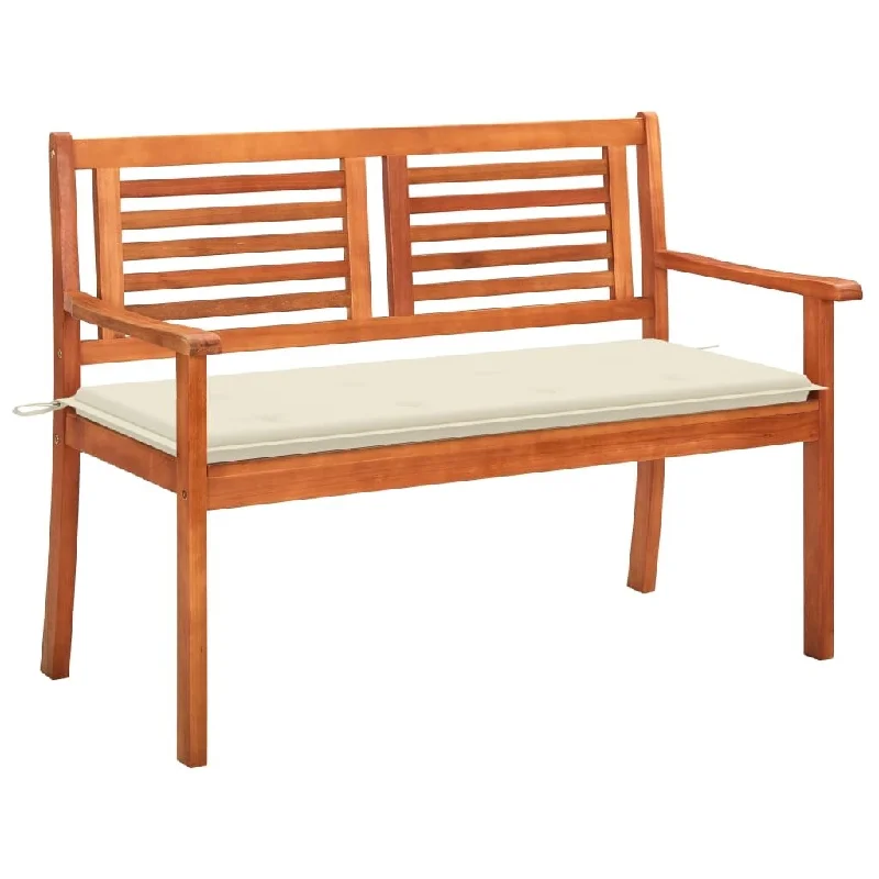 Minimalist white shelf unit-2-Seater Garden Bench with Cushion 47.2" Solid Eucalyptus Wood