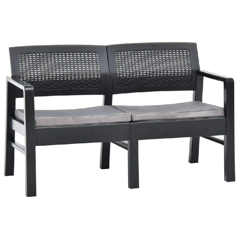 Modern brass wall art-2-Seater Garden Bench with Cushions 47.2" Plastic Anthracite