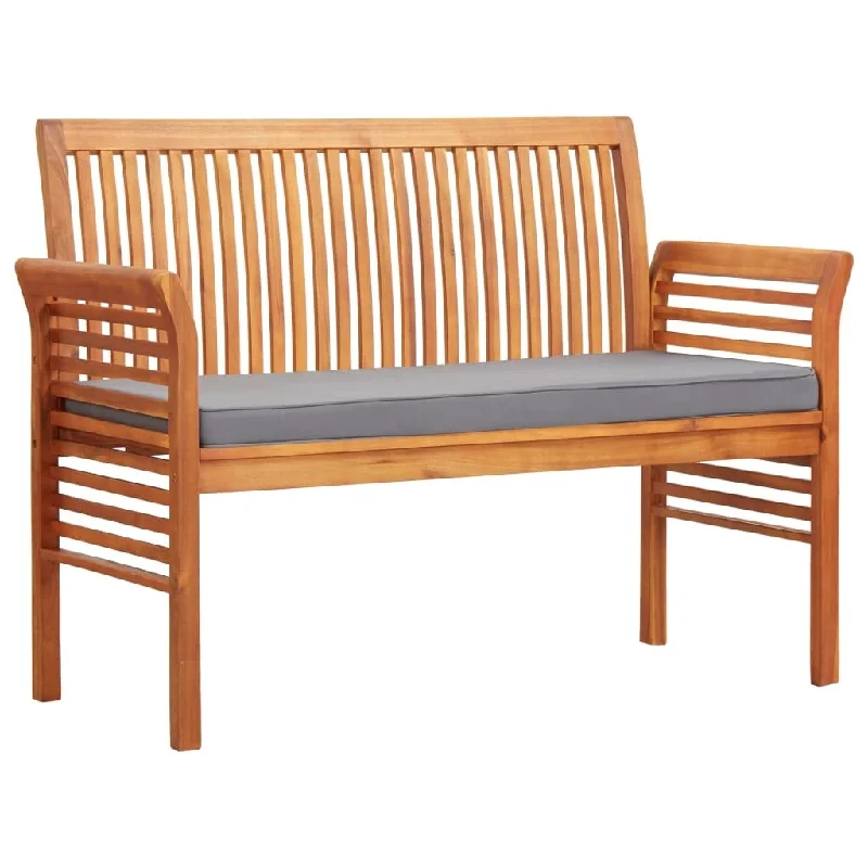 Contemporary glass wall tile-2-Seater Patio Bench with Cushion 47.2" Solid Acacia Wood