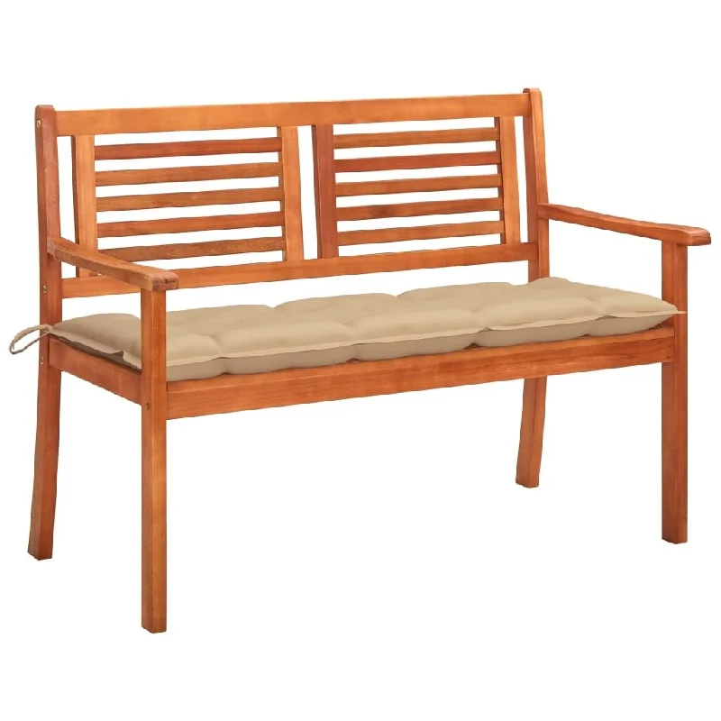 Minimalist white wall vase-2-Seater Patio Bench with Cushion 47.2" Solid Eucalyptus Wood