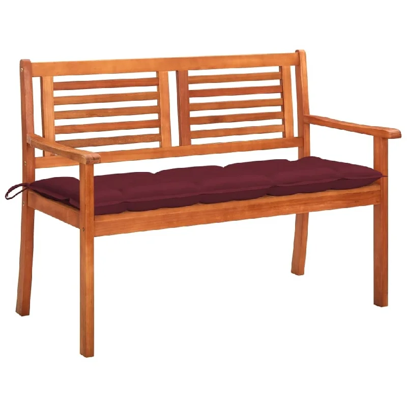 Rustic cedar wall hook-2-Seater Patio Bench with Cushion 47.2" Solid Eucalyptus Wood