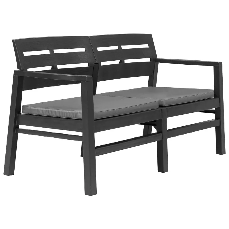 Small iron wall plaque-2-Seater Patio Bench with Cushions 52.4" Plastic Anthracite