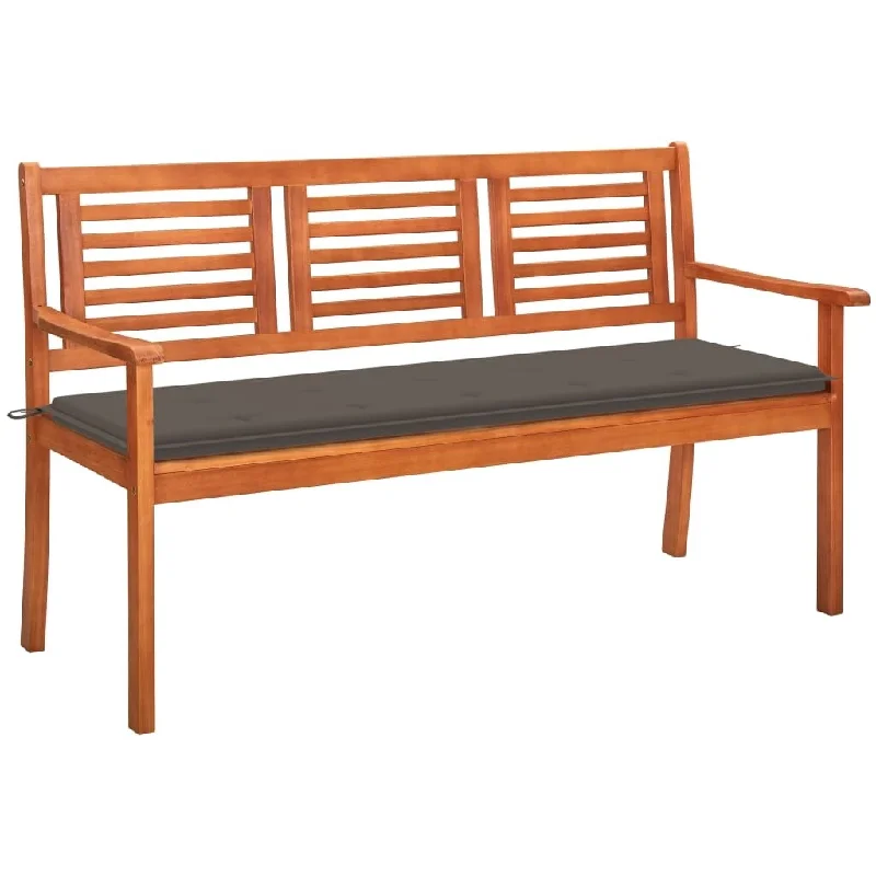 Minimalist beige wall art-3-Seater Garden Bench with Cushion 23.3" Solid Eucalyptus Wood