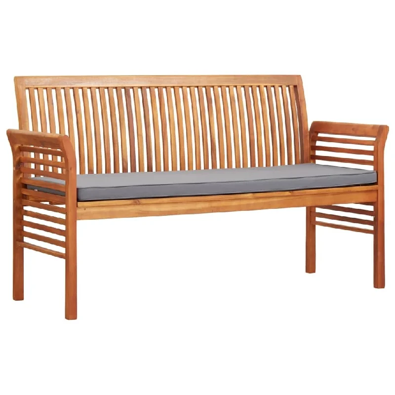 Small copper wall art-3-Seater Garden Bench with Cushion 59" Solid Acacia Wood