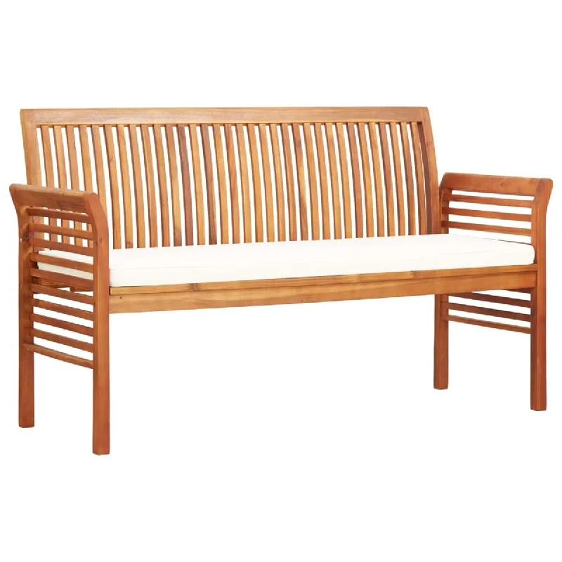 Rustic cedar table coaster-3-Seater Garden Bench with Cushion 59" Solid Acacia Wood