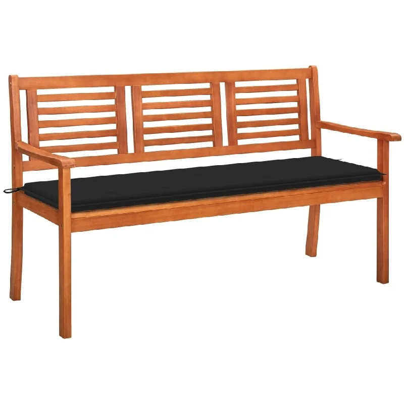 Modern geometric wall plaque-3-Seater Patio Bench with Cushion 23.3" Solid Eucalyptus Wood