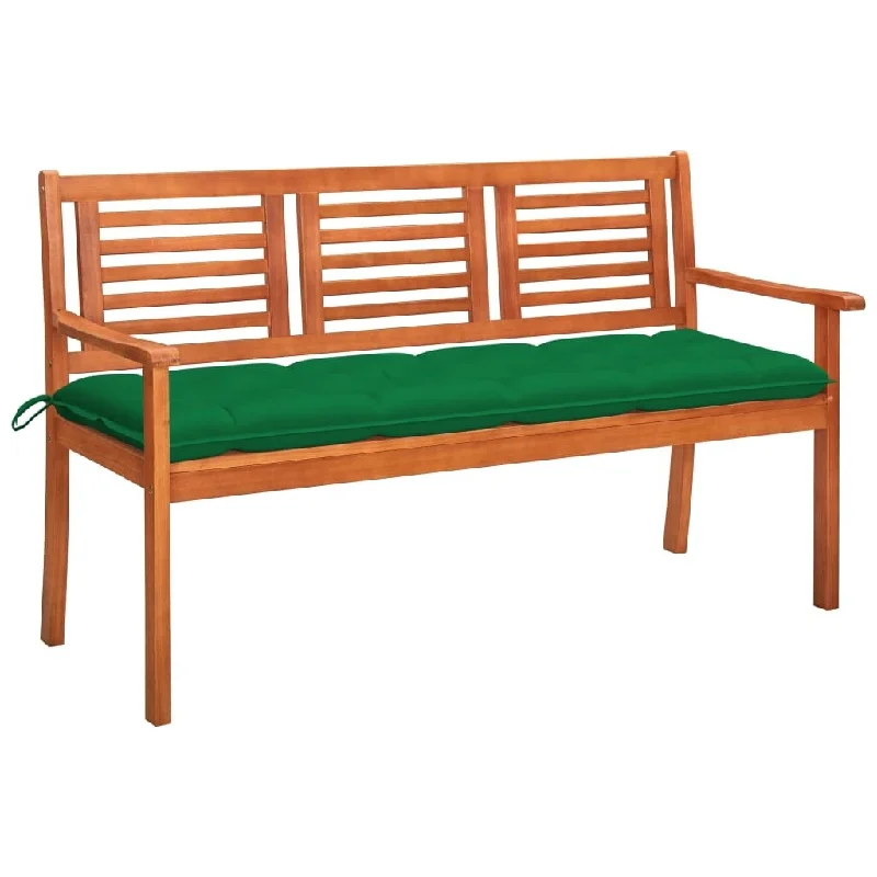 Handcrafted wooden wall shelf-3-Seater Patio Bench with Cushion 59.1" Solid Eucalyptus Wood