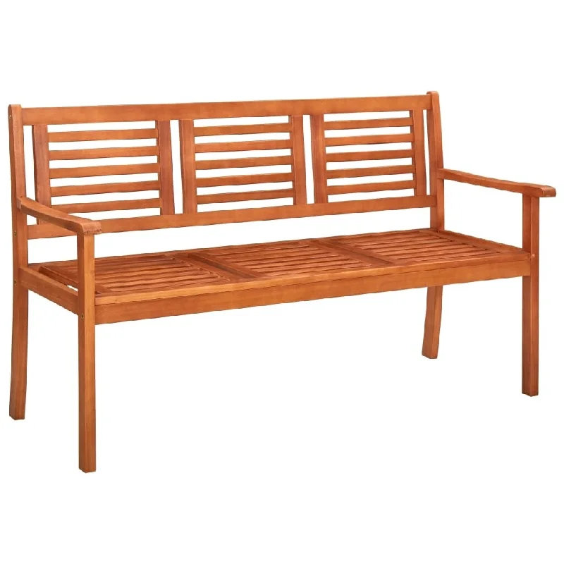 Modern brass shelf unit-3-Seater Patio Bench with Cushion 59.1" Solid Eucalyptus Wood