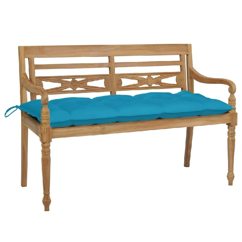 Small iron decorative hook-Batavia Bench with Light Blue Cushion 47.2" Solid Teak Wood