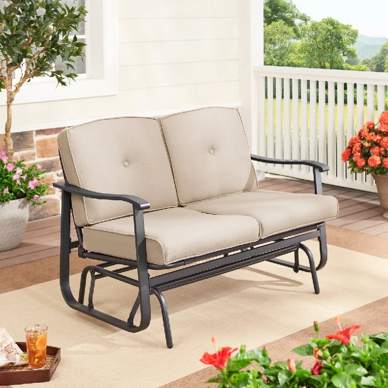 Small copper wall hook-Belden Park Cushion Steel Outdoor Glider Bench