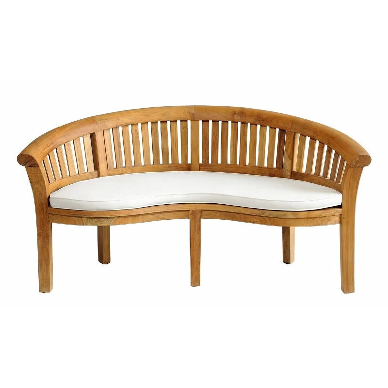 Handmade bamboo wall art-Casual Elements Solid Grade A Teak San Marino Outdoor Weather Resistant Curved Bench with Cushion