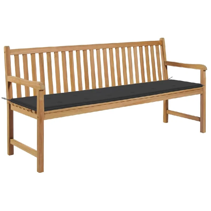 Minimalist gray wall art-Garden Bench with Anthracite Cushion 68.9" Solid Teak Wood