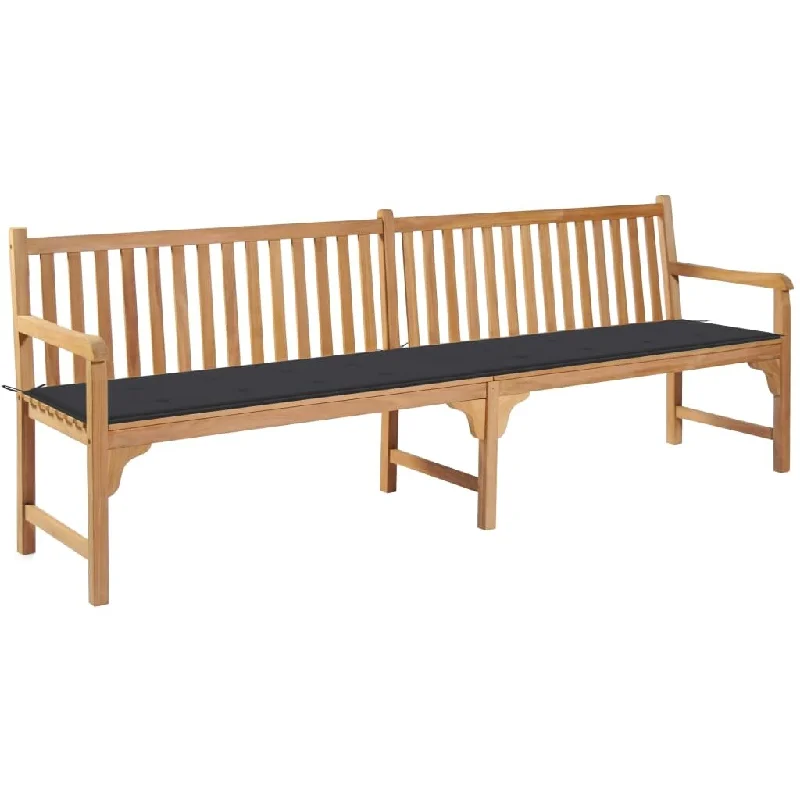 Handcrafted wooden wall art-Garden Bench with Anthracite Cushion 94.5" Solid Teak Wood