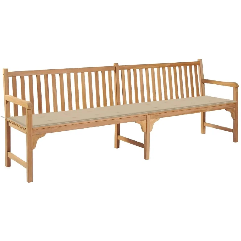 Rustic pine wall art-Garden Bench with Beige Cushion 94.5" Solid Teak Wood