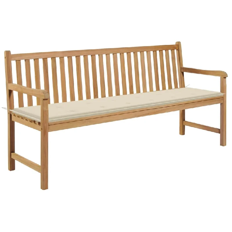 Large abstract wall art-Garden Bench with Cream Cushion 68.9" Solid Teak Wood