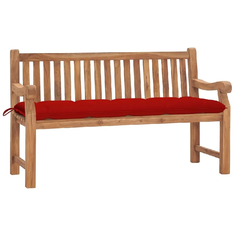 Minimalist white wall art-Garden Bench with Cushion 59.1" Solid Teak Wood